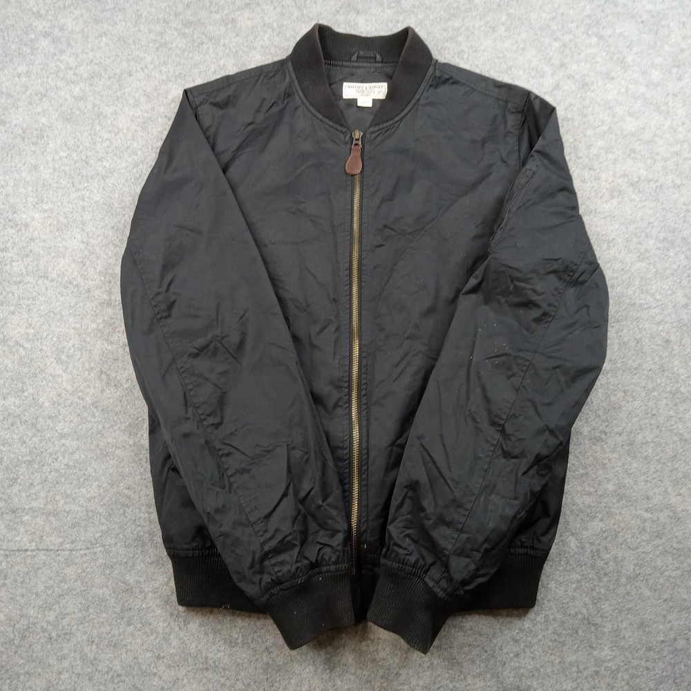 Wallace & Barnes Bomber Jacket Mens XS Black Nylon Cotton Zip Front Rib Trim
